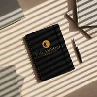 Agenda scolaire personnalisé 2027 avec logo Dreambook, pages en carton double face, couverture rigide, reliure à spirale, impression offset