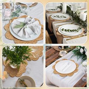 Round Woven Wood Placemats Plate Chargers Wooden Beads Napkin <b>Rings</b> Scalloped Edge Wood Place Mats Non-Toxic Traditional Chinese - Product Image 4