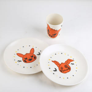 Assiette ronde en mélamine pour Halloween avec motif citrouille, impression numérique respectueuse de l'environnement pour décorations de fête - Product Image 3