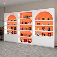 Vitrine de présentation pour salon de beauté, salon de coiffure, cosmétiques, chaussures, sacs, éclairage LED, finition vernie rectangulaire, personnalisable