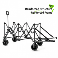 Table de camping pliable à quatre roues, chariot de courses étanche avec ouverture arrière, multi-usages, pour la pêche, le rangement extérieur, en métal