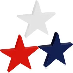 4 ° di July decorazione da tavolo Festival americano RTS blocchi di stelle in legno patriottico