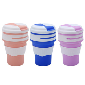 Portable Folding Telescopic Cup Silicone Collapsible Travel Coffee Mug With Flip Up Straw Lid Lightweight Compact Design - Product Image 5