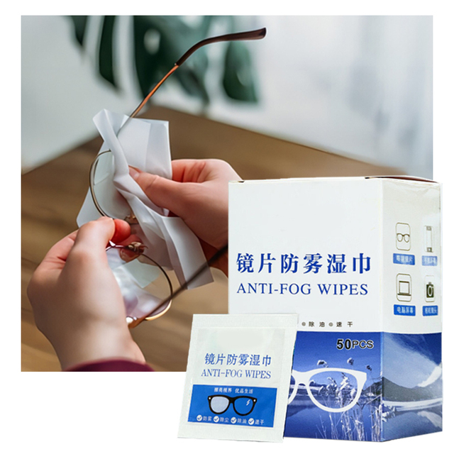 High Quality Strong Cleaning Anti-fog Factory Price Glasses Wipe Glass Lens Wipes for Glasses Cleaning Wipes 50pcs