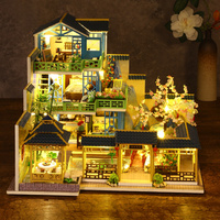 Kit de Casa de Muñecas en Miniatura de Madera para Jardín o Patio, Estilo Chino, con Luces LED, Hecho a Mano, Regalo
