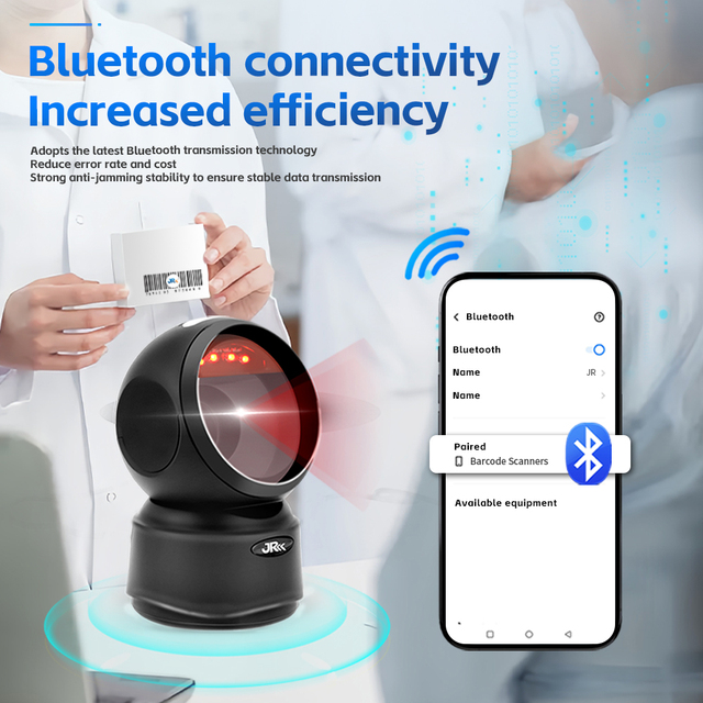 JR T27HW  1D 2D Desktop Barcode Scanner QR Reader Screen Platform for POS PC Supermarkets Bookstores Retail Malls