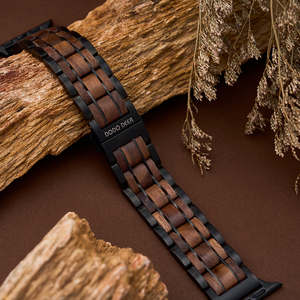 DODO DEER <span class=keywords><strong>Cinturino</strong></span> Regolabile Durevole Impermeabile in Legno e <span class=keywords><strong>Acciaio</strong></span> Inossidabile per <span class=keywords><strong>Smartwatch</strong></span>, Ricambio per Orologi da Uomo e Donna - Product Image 5