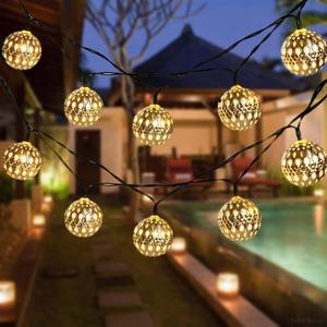 Guirlandes lumineuses LED en forme de boules marocaines pour jardin, Noël, mariage, fêtes et décorations de vacances - Product Image 4