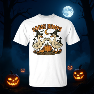 Camiseta Goose Bumps Geese Fist Bump Halloween para adultos, unisex, de algodón, con cuello redondo - Product Image 3