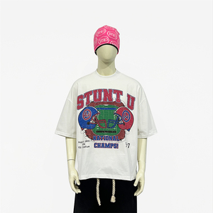 Camiseta Blanca Personalizada de Gran Tamaño, de Alta Calidad, con Diseño Gráfico Urbano, 100% Algodón, Corte Cuadrado, para Hombre - Product Image 1