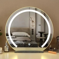Coiffeuse de bureau pour la maison, style luxe léger, miroir intelligent rotatif avec éclairage, miroir de maquillage LED semi-circulaire populaire
