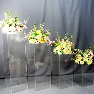 Suporte de flores acrílico transparente, colunas de suporte de decoração de casamento de acrílico