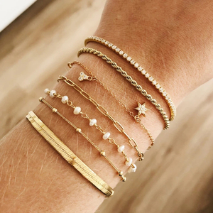Pulsera de Clip con Cadena de Papel Simple, Pulsera Delicada de Plata Chapada en Oro de 18 Quilates para Mujer - Product Image 3