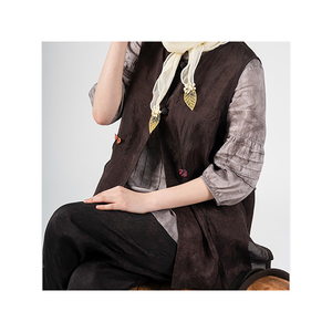 [Sum & Sim] Xuất Khẩu Cung cấp eo Sheer áo phụ nữ bán buôn chứng nhận Giá in bướm Rayon vest (màu xanh, nâu, Cầu vồng) - Product Image 5