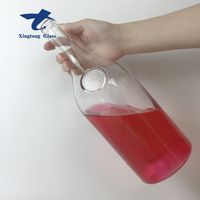 Bouteilles en verre rondes à fond concave de 500 ml pour vodka, whisky, tequila avec bouchon en bois