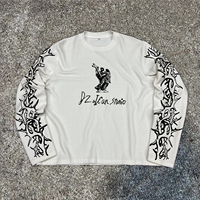 T-shirt Graphique Personnalisé DTG, Sérigraphie, T-shirt Thermique Blanc à Manches Longues pour Homme, T-shirt Tricoté Gaufré Oversize à Manches Longues