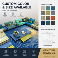 Ensemble de salon modulaire en velours coloré au design moderne et personnalisé, avec sièges profonds, pour villa et hôtel, canapé Mahjong en tissu modulaire