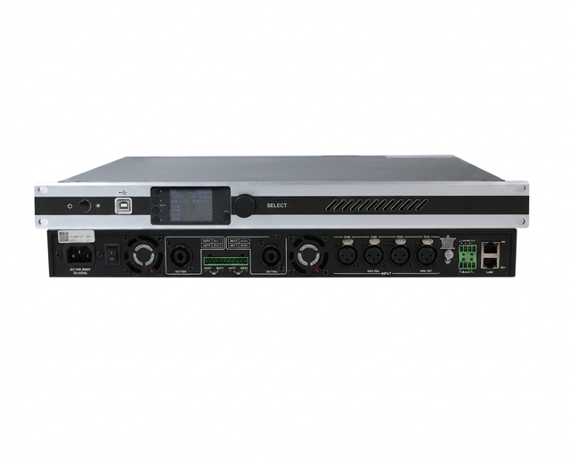 V 4CH Class D Dante DSP Power Amplifier with TCP IP Control & FIR 2048 Taps for Commercial Network Audio