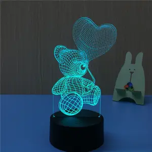 아마존 뜨거운 판매 어린이 선물 침실 스마트 터치 3D 환상 LED 조명 작은 USB 충전식 밤 빛