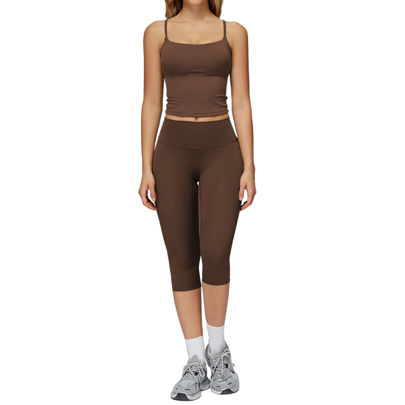 บราสีกาแฟ+กางเกงเลกกิ้งกลาง