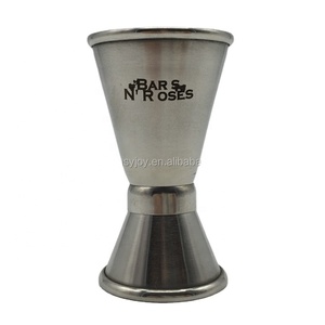 30/50ミリリットルステンレス鋼304カクテルバー圧延エッジリムダブル測定ジガー+カスタマイズされた黒レーザー刻ま印刷されたロゴ - Product Image 1