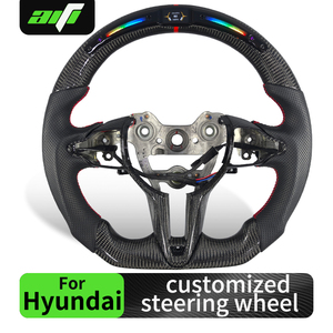 Volante Deportivo de Fibra de Carbono Personalizado con Estilo Moderno y Luces LED para Modelos de Autos <span class=keywords><strong>Hyundai</strong></span> Veloster, Elantra N, I20N, I30N, N-<span class=keywords><strong>Line</strong></span> y Kona N - Product Image 2