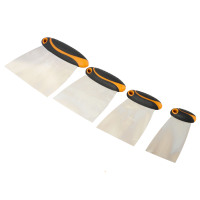 Ensemble de 4 grattoirs en acier inoxydable, couteau à mastic, spatule à main, grattoir pour cloisons sèches, peinture, grattoir à poignée souple