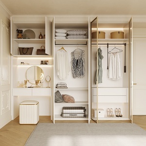 Set Armadio e Toletta Santopova Contemporaneo Bianco, Mensole Illuminate a LED, Organizzatore per la Casa - Product Image 3