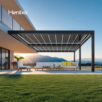 Pergola bioclimatique motorisée de luxe en aluminium 150 °   Volets réglables coupe-vent résistants aux UV avec LED pour terrasse extérieure