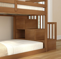 Lit superposé avec escalier, lit superposé bas pour enfants, lit superposé avec échelle, barrière de sécurité et lattes, aucun sommier tapissier requis