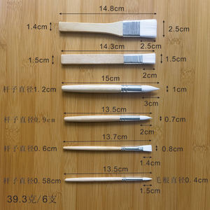 Ensemble de pinceaux de dessin d'artiste en <span class=keywords><strong>bois</strong></span> professionnel 6 pièces pinceaux d'aquarelle en Nylon blanc à bâton court pour la peinture à l'aquarelle - Product Image 6