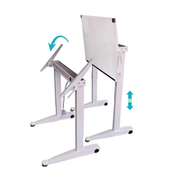 Bureau mobile réglable en hauteur avec tableau blanc et roulettes, poste de travail ergonomique assis-debout pour bureau et salle de classe