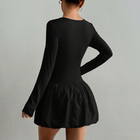 Robe Courte en Laine Peignée Personnalisée OEM pour l'Automne, Coupe Ajustée, Manches Longues, Fabrication en Usine