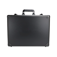Grande valise de transport en aluminium noir vide de grande capacité avec mousse alvéolée, boîte à outils portable et durable en aluminium pour équipements et instruments