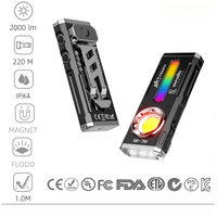 AC05 Kompakte Aluminium-LED-Flachlampe USB-Aufladbar Wasserdicht Doppelmagnet-Taschenlampe mit COB-Flutlicht RGB-Seitenlicht