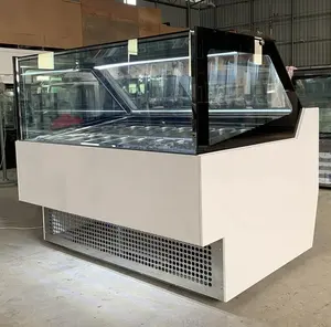 12 Tabletts Gelato Vitrine/Eis Display Tiefkühltruhe mit Marmor