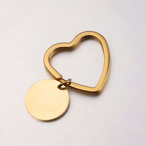 Heart <b>Ring</b> Round Disc Blank Keychain Mirror Polished Stainless Steel Personalize Custom Logo Laser Engrave Charm Metal <b>Key</b> Chain - Product Image 3
