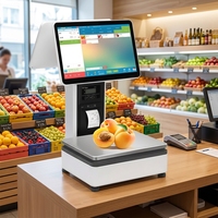 Terminal de Punto de Venta con Pantalla Táctil Capacitiva Dual de 15.6 Pulgadas, Caja Registradora, Báscula de 30 kg, Impresora Térmica, NFC para Tiendas Minoristas