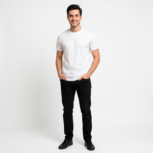 T-shirt blanc uni ample à col rond, coupe classique, respirant, vente en gros, streetwear pas cher pour hommes et femmes - Product Image 1