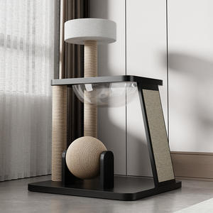 Schwarzes modernes umwelt freundliches Holzkatzen-Kletter gestell 4-stufige große Fangs äule Fett Katzen nest Kleine Wohnung Raumkapsel - Product Image 4