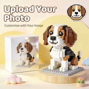 Ensemble de blocs de construction personnalisés avec photo de chien <span class=keywords><strong>Beagle</strong></span>, micro-briques ABS non toxiques, assemblage DIY, jouet éducatif pour enfants, design personnalisé - Product Image 1