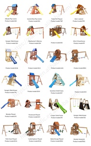 Équipement de terrain de jeu extérieur en gros Ensemble de balançoire multifonctionnel pour enfants avec cadre d'escalade Toboggan Terrain de jeu en bois - Product Image 6