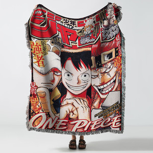 Wholesale custom throw cartoon blanket cheap cotton polyester material tapestry woven blankets with tassels