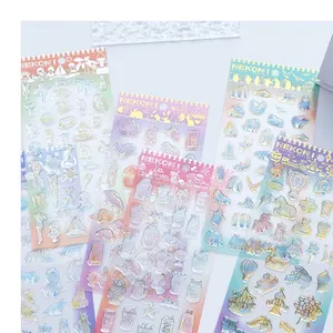 Nekoni 3D Crystal Stickers Animal Vinyl Puffy Sticker Epoxy Fox Decal Waterproof Stickers The Summer Theme Decal Dessert Decals