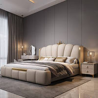 Lit en cuir capitonné au design haut de gamme, meubles élégants pour chambre à coucher, lit king-size, lit capitonné de style français pour la maison