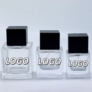 Flacon de parfum en verre personnalisé pour homme, avec pulvérisateur de luxe, transparent, vide, carré, 30ml, 50ml, 100ml, écologique - Product Image 1