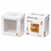 Boîte à gâteau transparente à fenêtre, simple, double ou multi-étages, 6, 8, 10, 12 pouces, en carton blanc de qualité alimentaire, logo personnalisé OEM