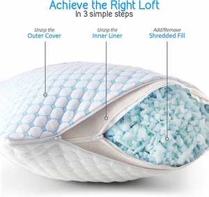 Ice Fiber Cooling Shredded Memory Foam Pillow Adjustable Loft Neck Support Sleeping <b>Bedding</b> Breathable Pillows - Product Image 5
