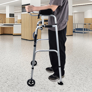 Aluminum Alloy <b>Walker</b> With Arm Support And Wheels For <b>Elderly</b> And Disabled 7 Speed Adjustable Height Hospital Assistive Frame - Product Image 2