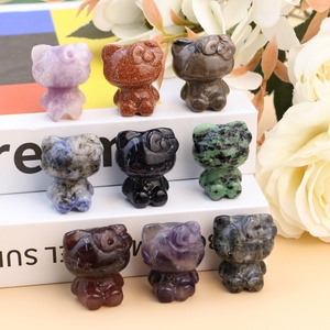 Multi-materiale <span class=keywords><strong>HelloKitty</strong></span> gatto cristallizzazione Figurine Reiki guarigione collezione gioielli quarzo decorazione per la casa - Product Image 2